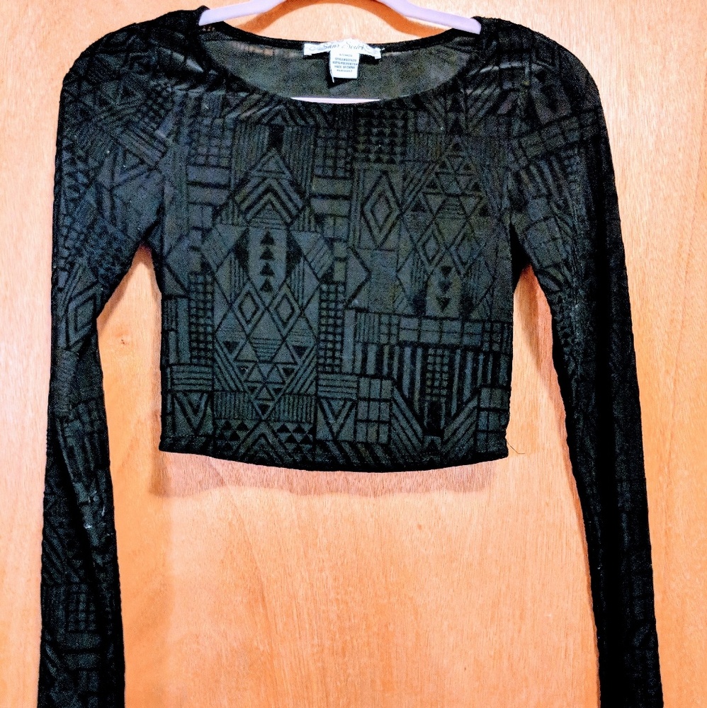 Black Crushed Velvet Crop Top